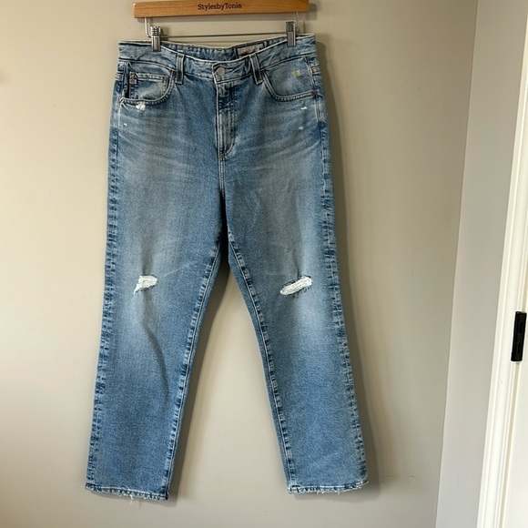 AG Adriano Goldschmied Saige High Rise Straight Leg Jean Medium Wash Sz 31 NEW - Picture 2 of 15